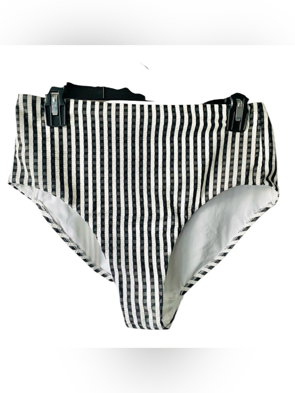 Athleta Black & White women’s Vertical Stripe High-Waist bikini bottom